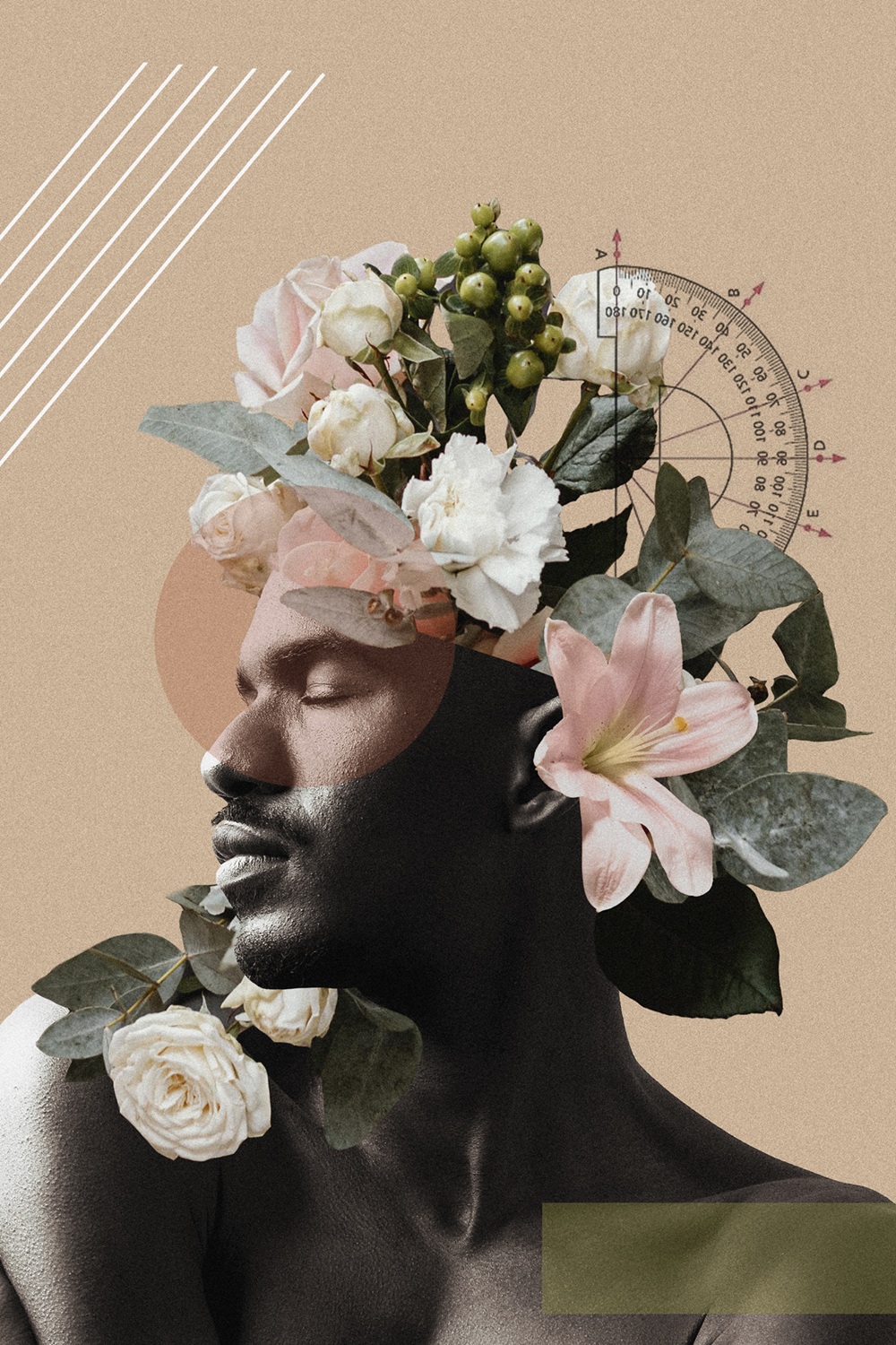 Mosaico hombre y flores